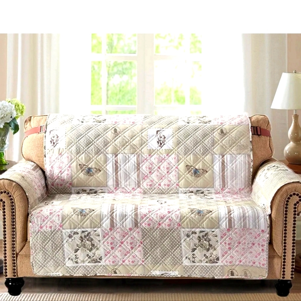 Brilliant Sunshine Cupid and Rose Patchwork Quiltef Loveseat Slipcover